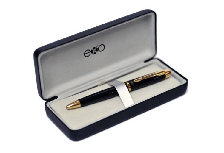 Długopis EXO Aries, czarny, wykończenia złote
