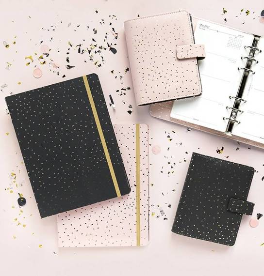 Notebook fILOFAX Confetti A5 blok w linie, różowy, motyw Rose Quartz
